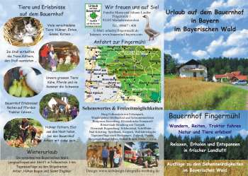 Flyer für Urlaub auf dem Bauernhof in Bayern im Bayerischen Wald